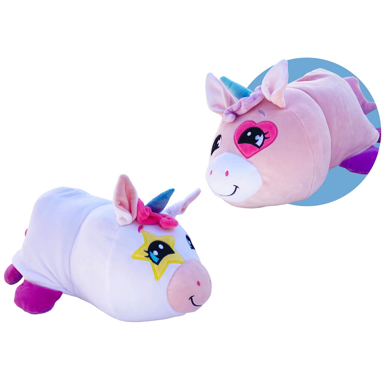 FlipaZoo: Mushmillow - Lovey Unicorn to Aster Unicorn - 2-In-1 Plush, w/ Bonus Baby FlipaZoo